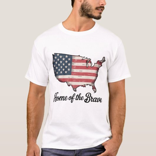 勇者の故郷 7月4日 アメリカ独立記念日の愛国心 Tシャツ (正面)