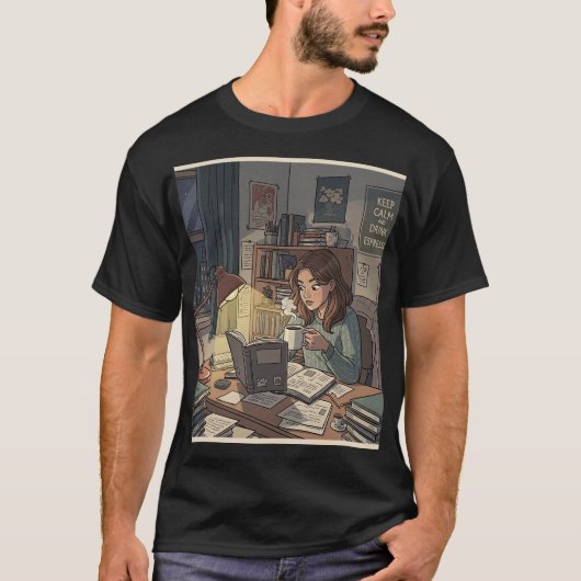 勉強とカフェイン摂取 Tシャツ (正面)