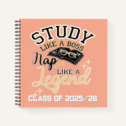 勉強のようなボス、昼寝のような伝説、大学のギフト ノートブック (正面)