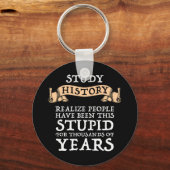 勉強の歴史 – 人が愚かだと実感 キーホルダー (正面)