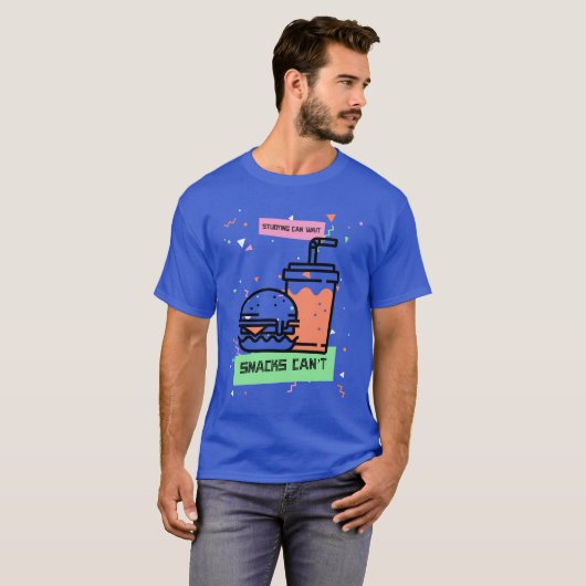 勉強はスナックを待つことができない学校の昼休み Tシャツ (正面フル)