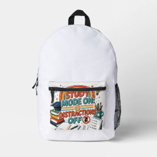 勉強モード グラフィックTシャツ、勉学のプレゼント、 プリントバックパック