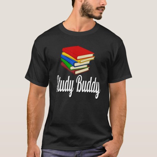 勉強仲間の本のスタック Tシャツ (正面)