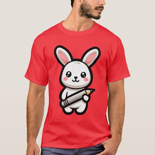 勉強好きかわいいバニー Tシャツ (正面)