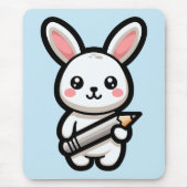 勉強好きなかわいいウサギ マウスパッド (正面)