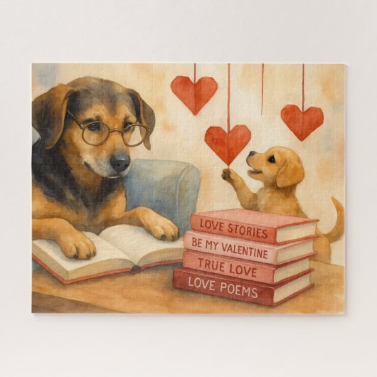 勉強好きのポーチとハート ジグソーパズル (横)