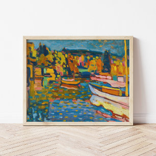 勉強舟付き秋の風景 Kandinsky ポスター