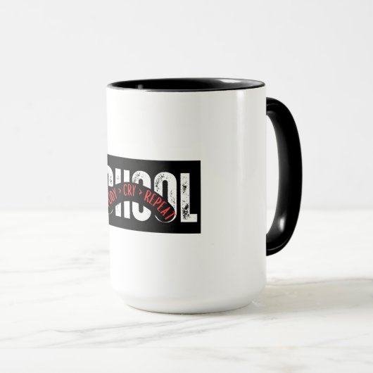 勉強> cry > repeat - おもしろい Student Terminal Mag マグカップ (正面右)