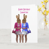 動おもしろい物の女性誕生日カード カード (黄色い花)