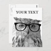 動おもしろい物はがき |フクロウが眼鏡の写真を撮っている ポストカード (正面/裏面)