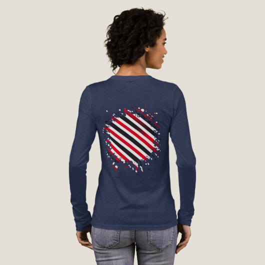 動きのあるストライプ トライブレンドＴシャツ (背面全体)