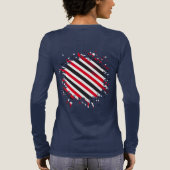 動きのあるストライプ トライブレンドＴシャツ (背面)