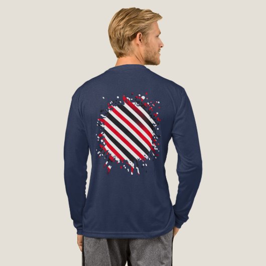 動きのあるストライプ トライブレンドTシャツ (背面全体)