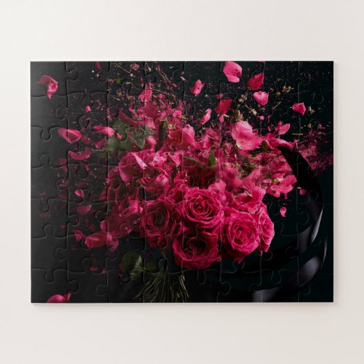 動きのある花開き ジグソーパズル (横)