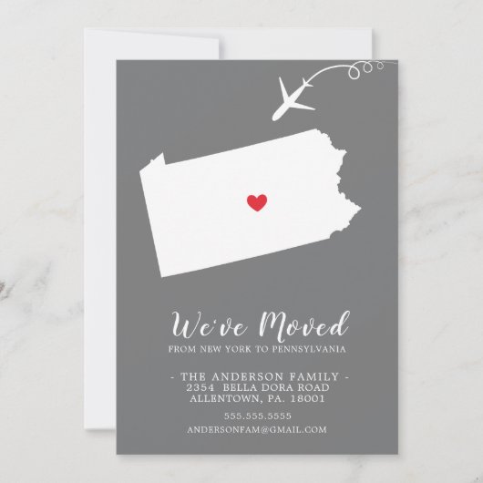 動きのお知らせ |ペンシルバニア州 案内状 (正面)