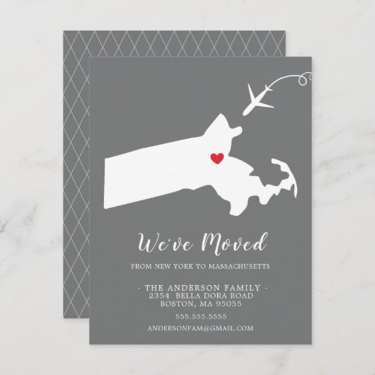 動きのお知らせ |マサチューセッツ州 招待状 (正面/裏面)