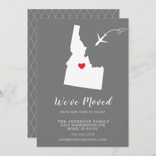 動きのお知らせ | 州アイダホ 招待状 (正面/裏面)