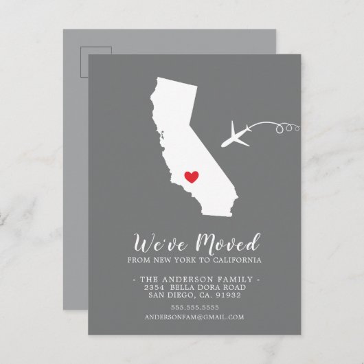 動きのお知らせ | 州カリフォルニアポストカード 案内ポストカード (正面/裏面)