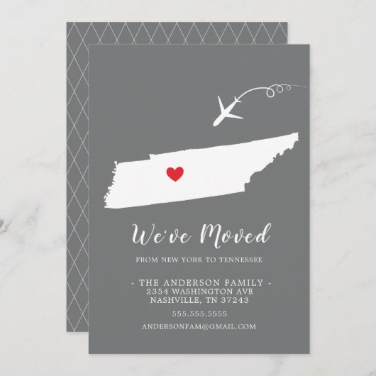 動きのお知らせ | 州テネシー 招待状 (正面/裏面)