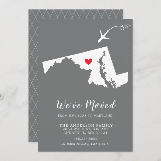 動きのお知らせ | 州メリーランド 招待状 (正面/裏面)