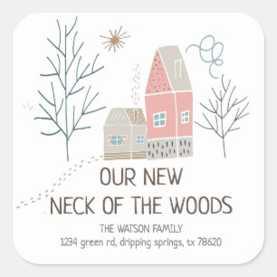 動きのお知らせ   Neck of the Woodsステッカー スクエアシール
