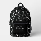 動きのリズム – ミュージカル楽器パターン プリントバックパック (正面)