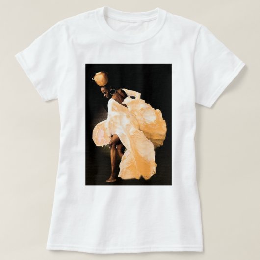 動きの中の優雅さ - アフリカのフォークダンス Tシャツ (デザイン正面)