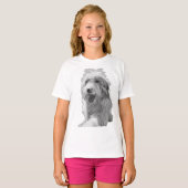 動きの中の静寂 - モノクロの犬の肖像 Tシャツ (正面フル)