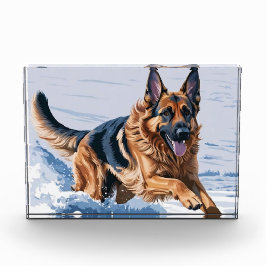 動きの優雅さ：水のそばのアルザス人 フォトブロック