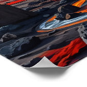 動きの噴火 – Fiery Volcano Landscape Art ポスター (角)