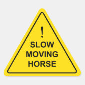 *動きの遅い馬"黄おもしろい色警告標識 三角形シール (正面)