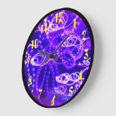 動きの青い紫色ライト ラージ壁時計 (傾斜)