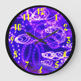 動きの青い紫色ライト ラージ壁時計