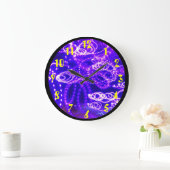 動きの青い紫色ライト ラージ壁時計 (ホーム)