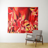 動きをシミュレートするスクラッチされた赤いリボン タペストリー (インサイチュ(横))