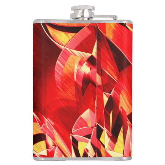 動きをシミュレートするスクラッチされた赤いリボン フラスク (裏面)