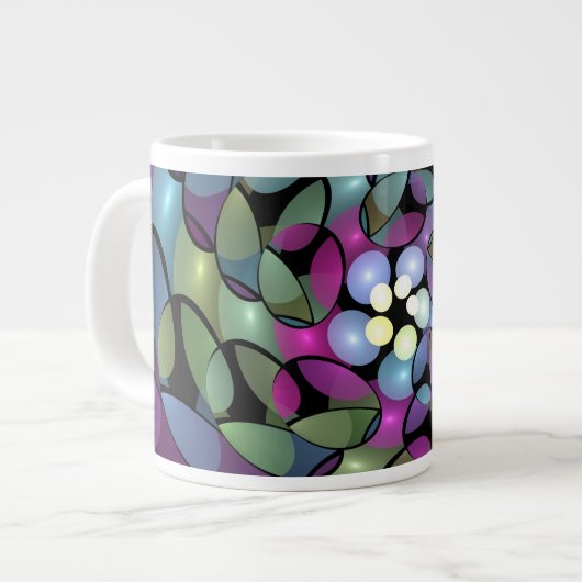 動きカラフル抽象芸術のフラクタル芸術を打つ ジャンボコーヒーマグカップ (正面左)