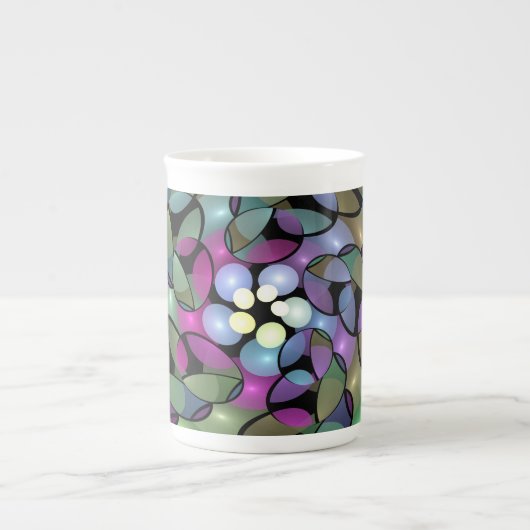 動きカラフル抽象芸術のフラクタル芸術を打つ ボーンチャイナマグカップ (正面)
