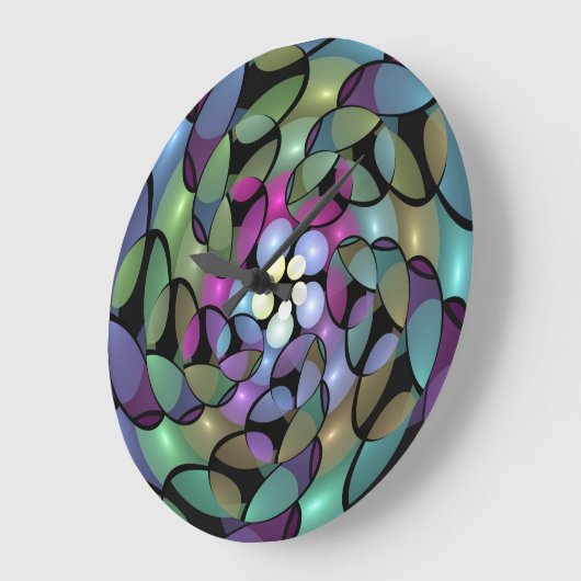 動きカラフル抽象芸術を描くフラクタルアート ラージ壁時計 (傾斜)