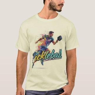 動き回るピックルボール男子プレーヤー Tシャツ