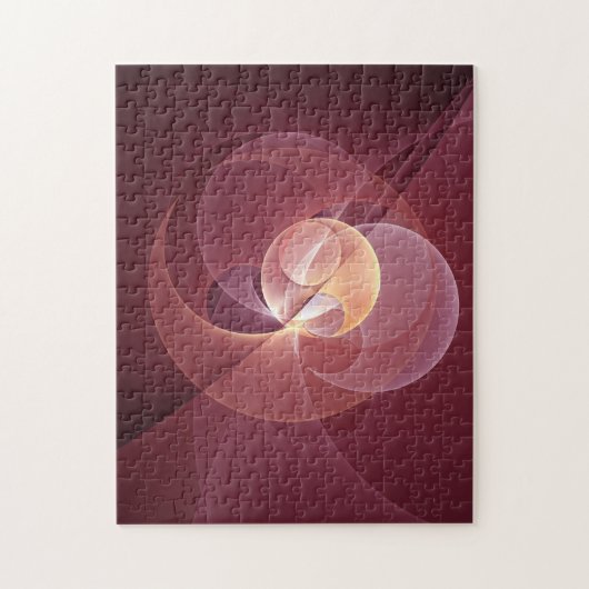 動き抽象芸術モダンワインレッドピンクフラクタルアート ジグソーパズル (縦)