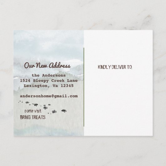 動くかわいいウェスティードッグの森林の松新住所 案内ポストカード (裏面)