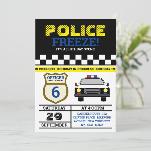 動くな!警察官誕生日パーティー 招待状 (スタンド正面)