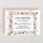 動くアナウンスほこりっぽいピンクのフローラ 招待状 (正面/裏面)