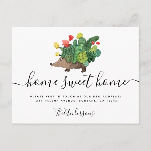 動くアナウンスサボテンのハリネズミ ポストカード (正面)