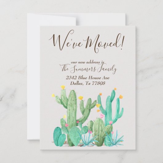 動くアナウンスサボテン多肉質の水色 カード (正面)