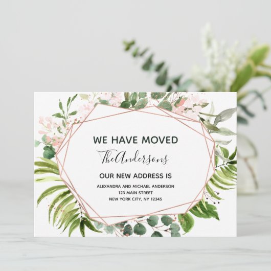 動くアナウンスユーカリ緑の幾何学的 招待状 (スタンド正面)