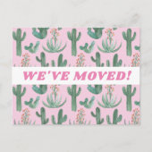 動くアナウンス砂漠サボテン水色ピンク ポストカード (正面)