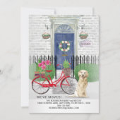 動くゴールデンレトリバー犬の自転車ブルードア 案内状 (正面)