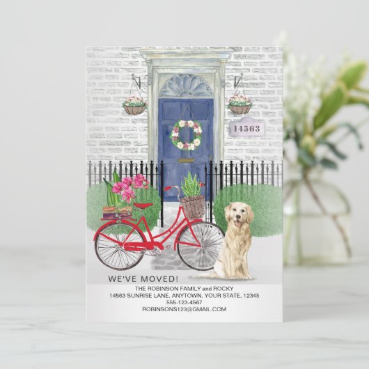 動くゴールデンレトリバー犬の自転車ブルードア 案内状 (スタンド正面)